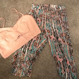 Xs Tribal Print pants & Faux leather small Top