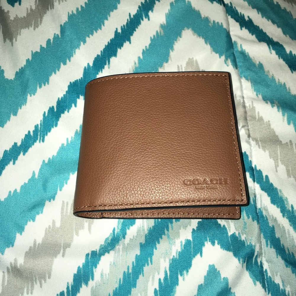 Compact iD sport calf leAther wallet dark saddle
