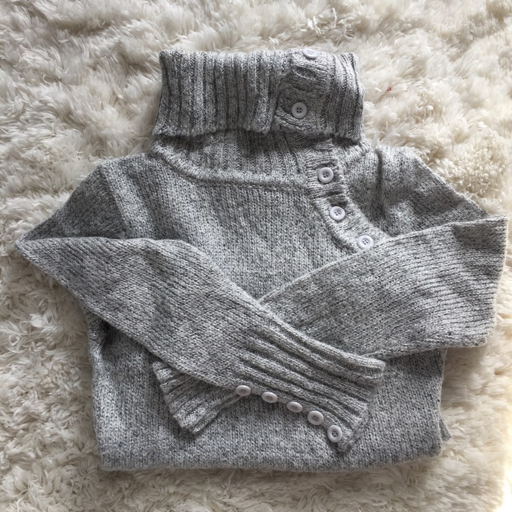 Ribbed Hem Turtleneck Sweater Dress
