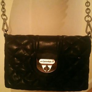 Calvin Klein Quilted Black Leather Purse/Clutch