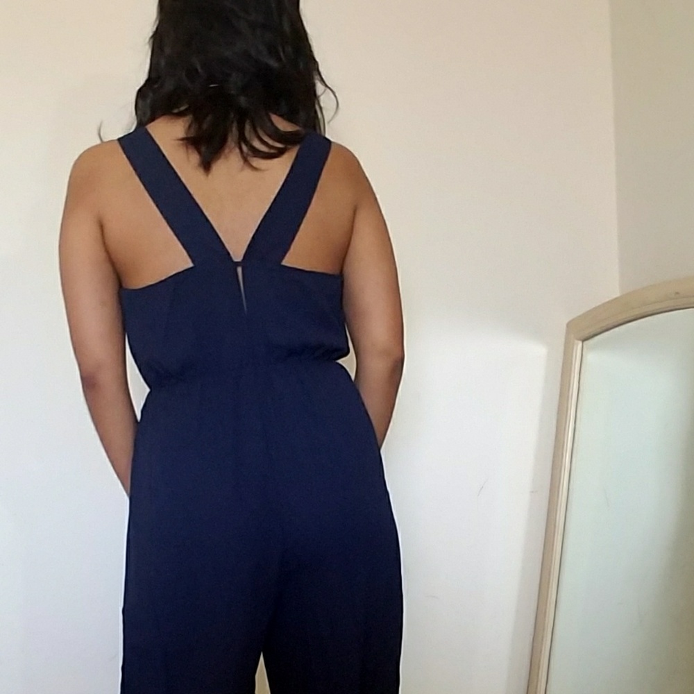 NAVY BLUE FLARED LEG JUMPSUIT - Picture 5 of 7