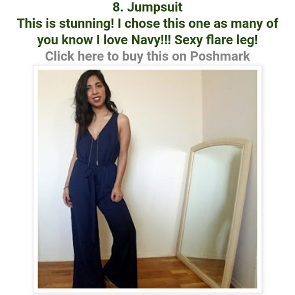 NAVY BLUE FLARED LEG JUMPSUIT - Picture 7 of 7