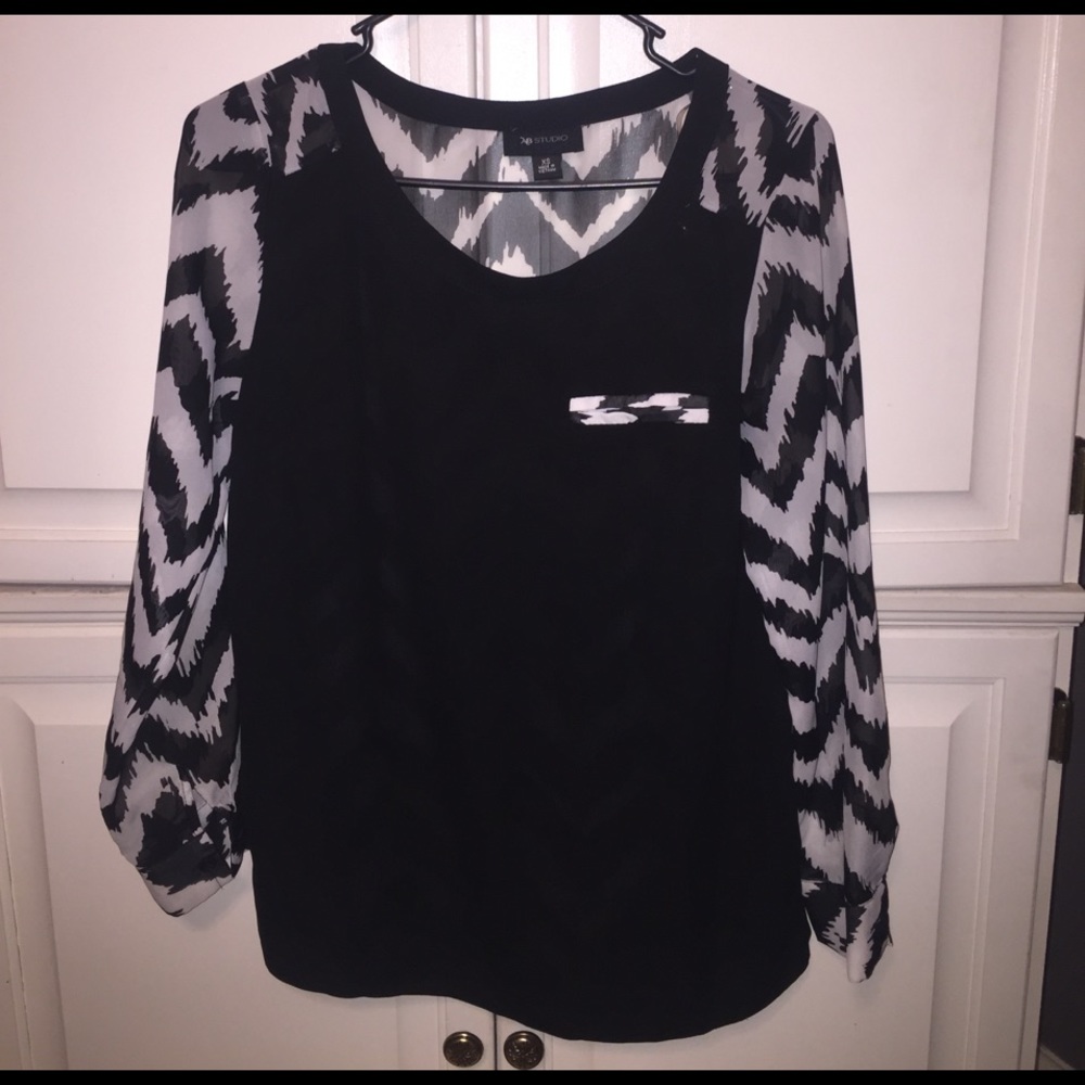 Black & White Chevron Sheer Top