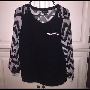 Black & White Chevron Sheer Top