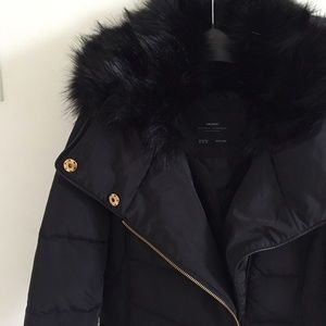 NWT Zara Moto Hooded Puffer Jacket w/ Faux Fur