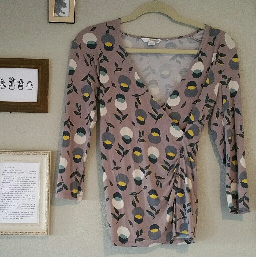 Boden Floral V-neck Top