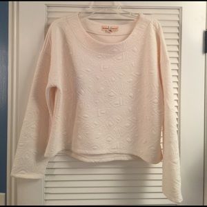 Nordstrom Cream Textured Long Sleeve Top