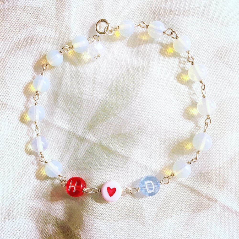 Opalites Sterling Silver 925 Initials Bracelet - image 1