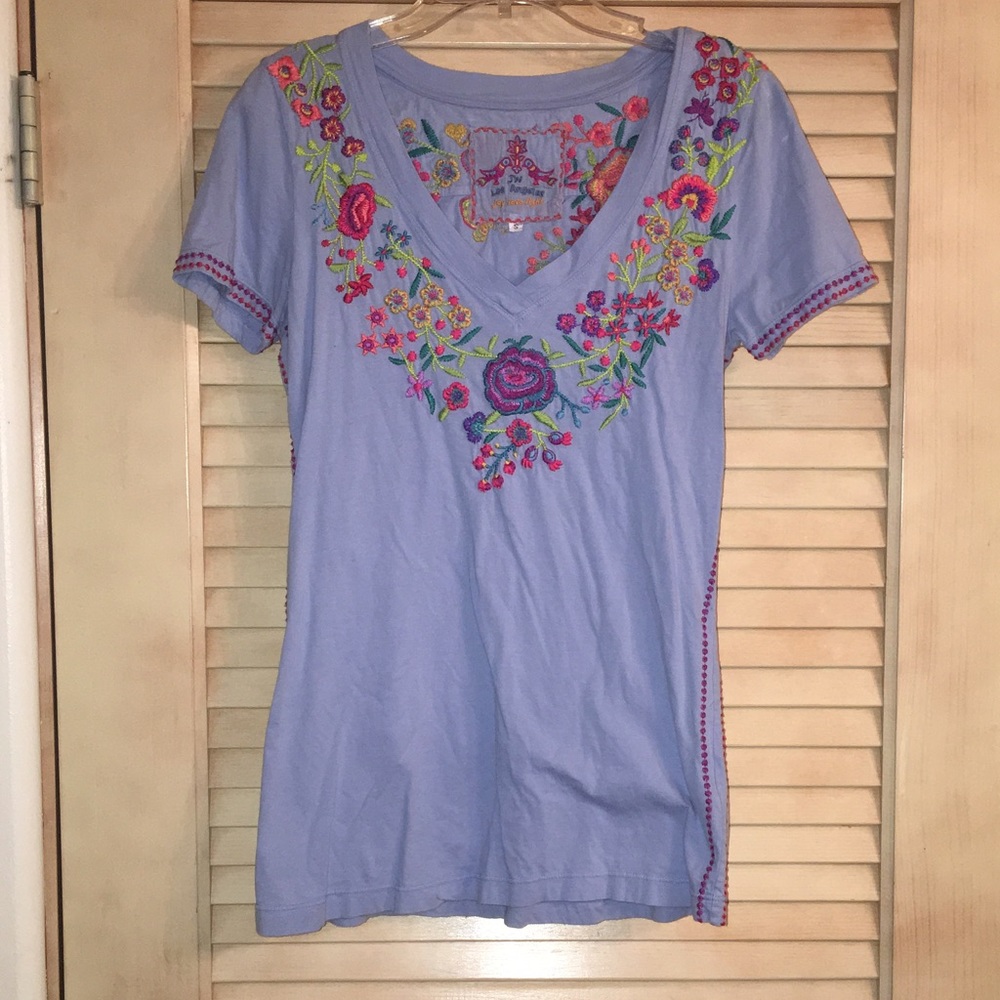 Johnny Was LA embroidered tee