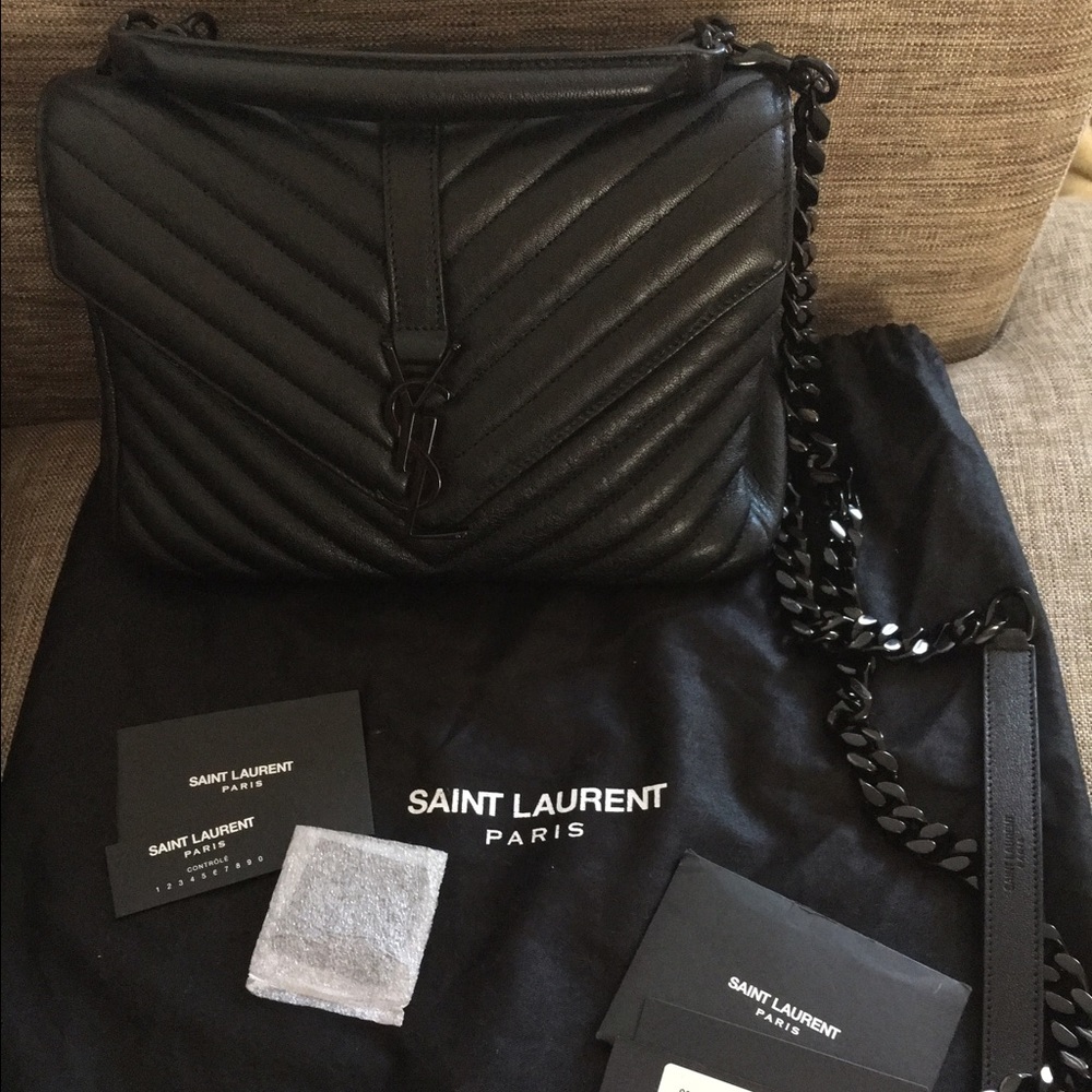 ❌SOLD❌SAINT LAURENT COLLÈGE BAG IN BLACK MATELASSÉ