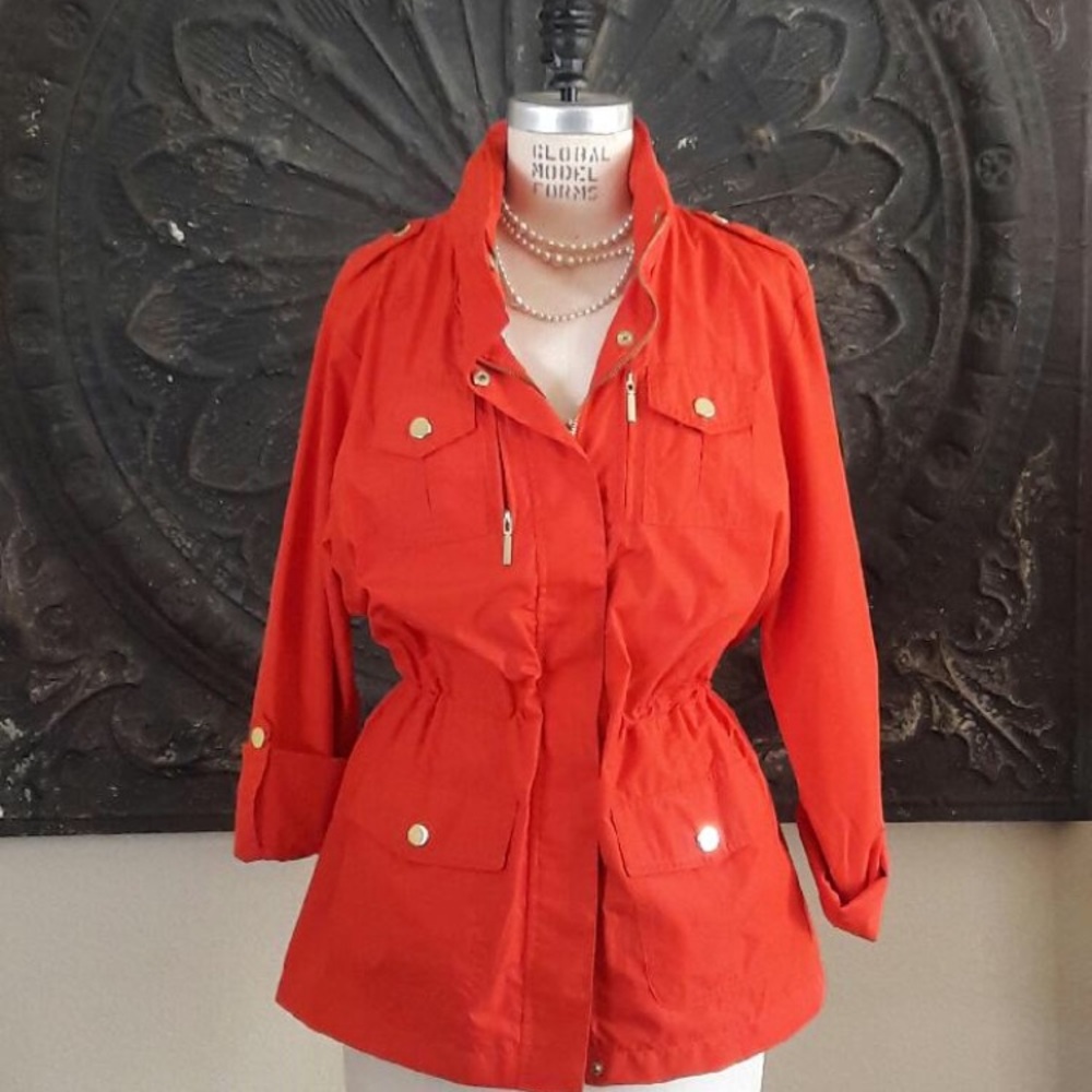 Jacket, windbreaker, with hood, never worn.