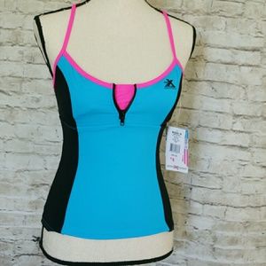 NWT Bright Blue & Pink Tankini Racerback Swim Top