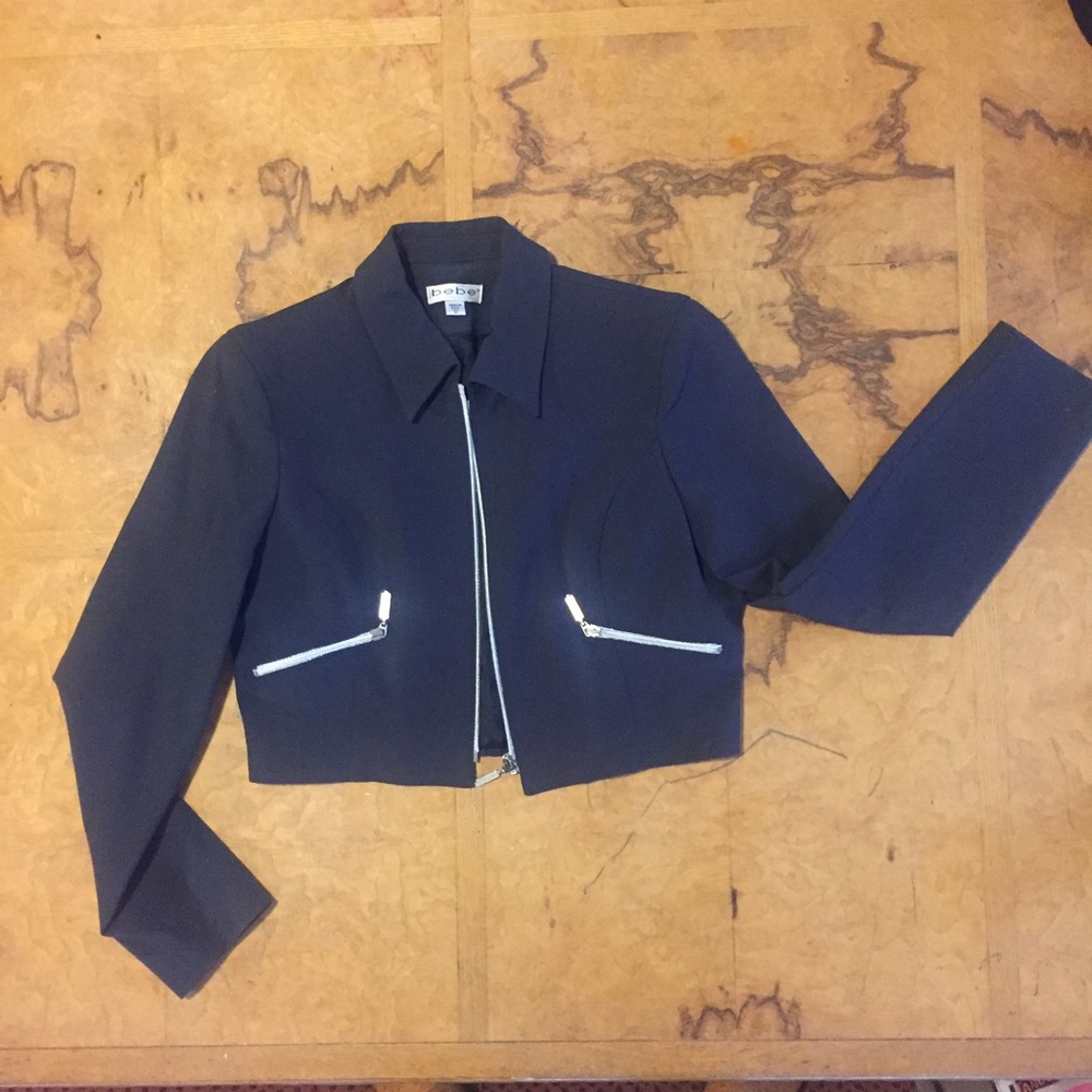 Vintage Bebe jacket sz 12, black w/ silver details