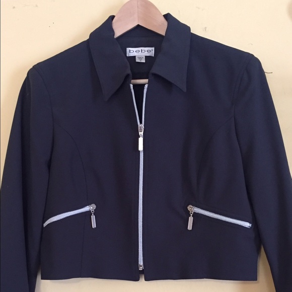 Vintage Bebe jacket sz 12, black w/ silver details - Picture 3 of 4