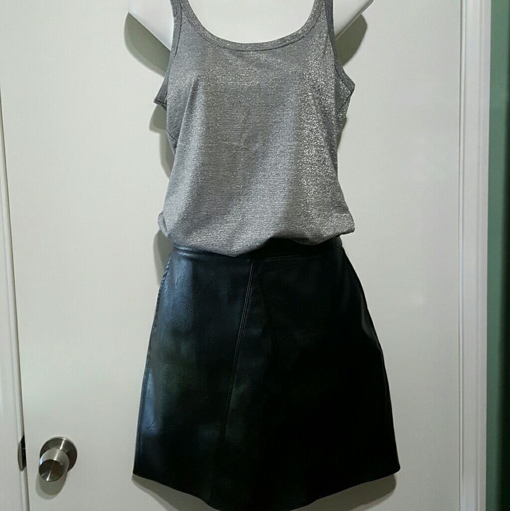 Black faux leather mini skirt