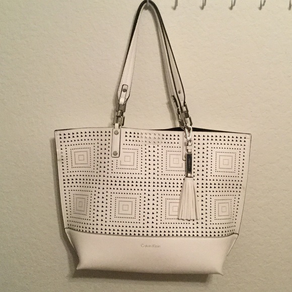 Calvin Klein Handbags - Calvin Klein White Leather Shoulder Bag NWT