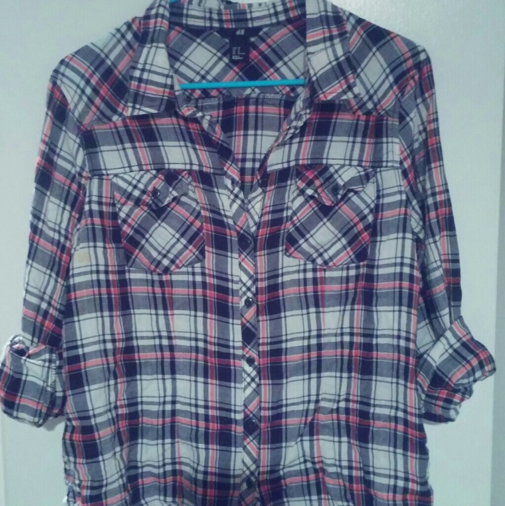 Plaid H&M button-down sz 14