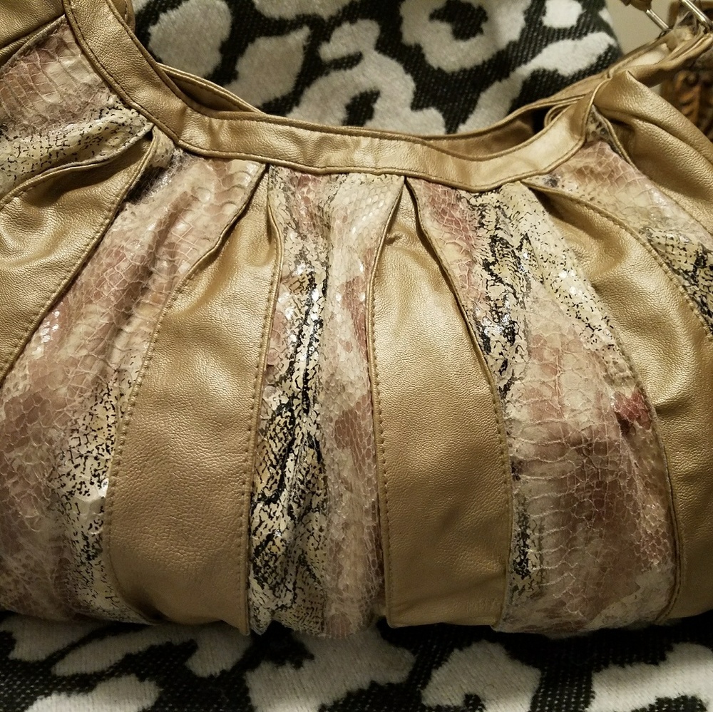 Pink and gold Reptile Printed Hobo