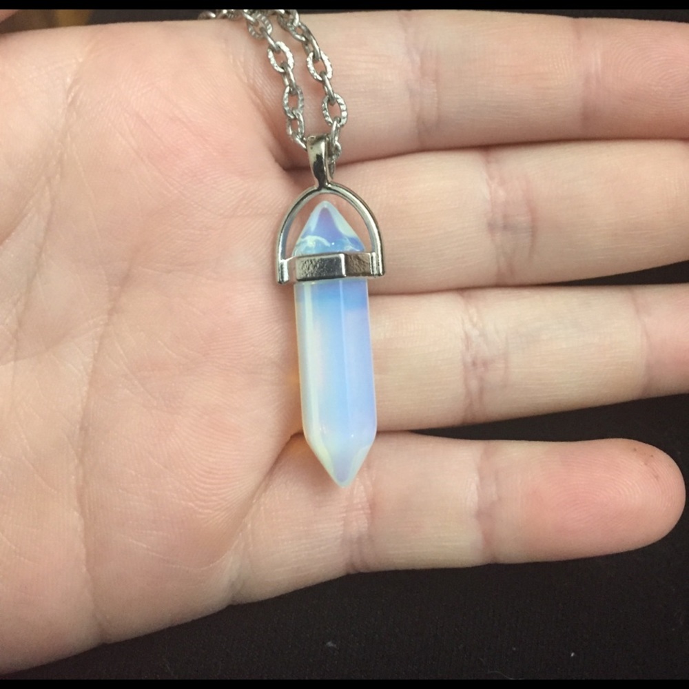 Handmade white crystal necklace