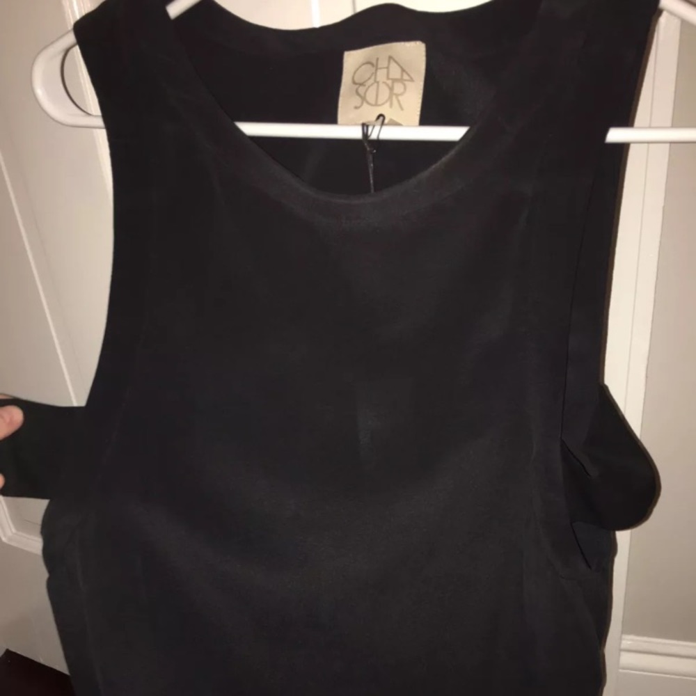 Chaser Black Silk Top with side cut outs Size XS