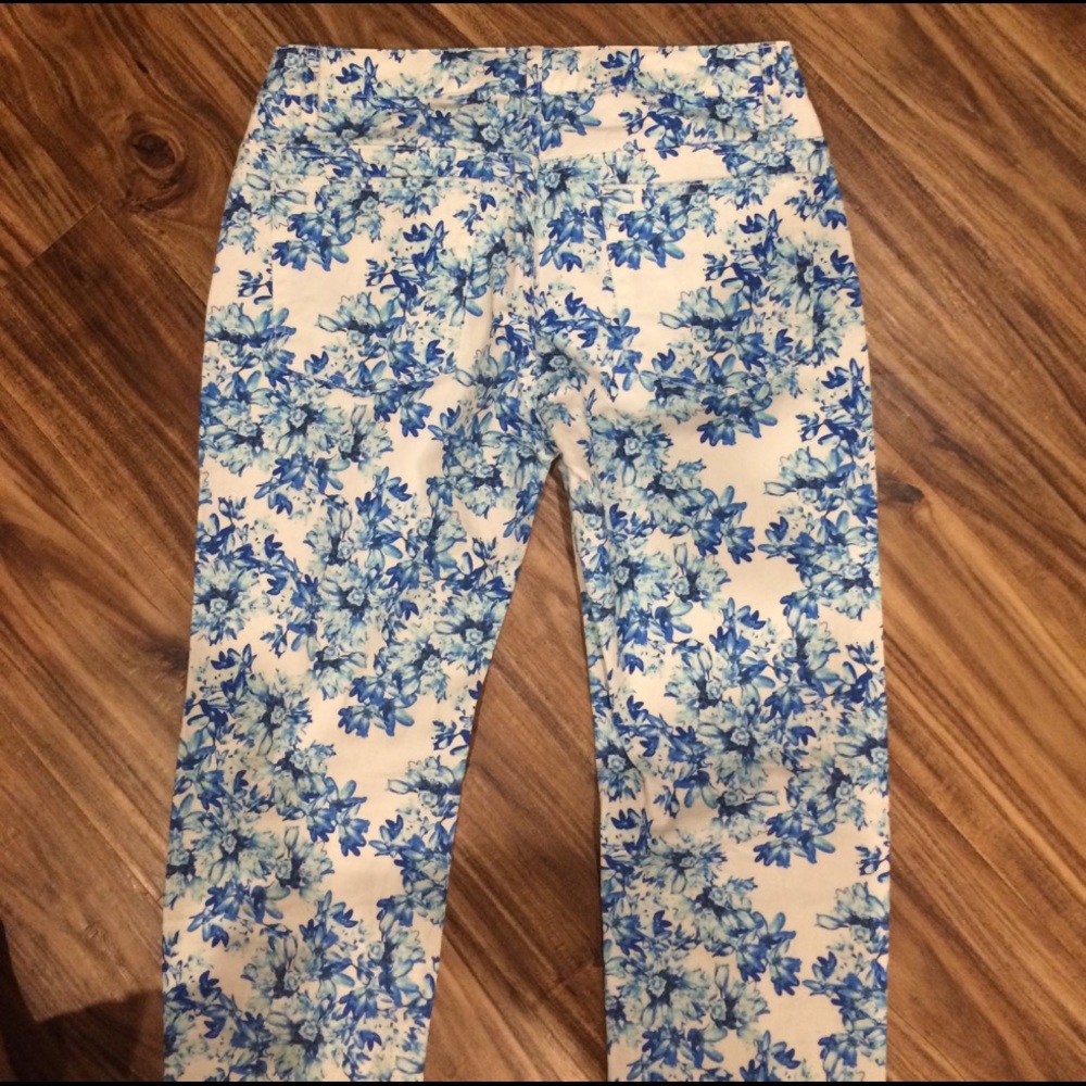 Floral white jeans