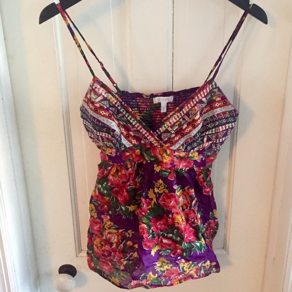 Floral V-Neck Embroidered Tank