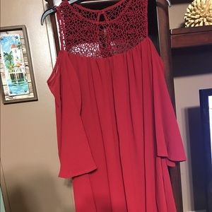 Red flowy dress