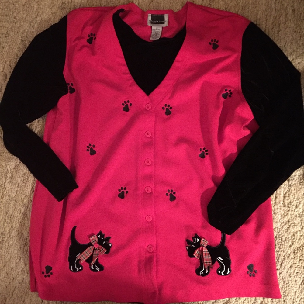 Red and Black Velvet Scotty Dog Sweatshirt