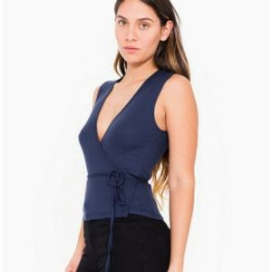 Navy wrap top