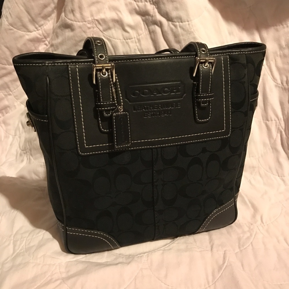 SALE!!! COACH Purse - Black w/ Black leather trim