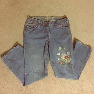 Embroidered boot cut jeans