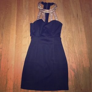 black and gold sequined bodycon dress