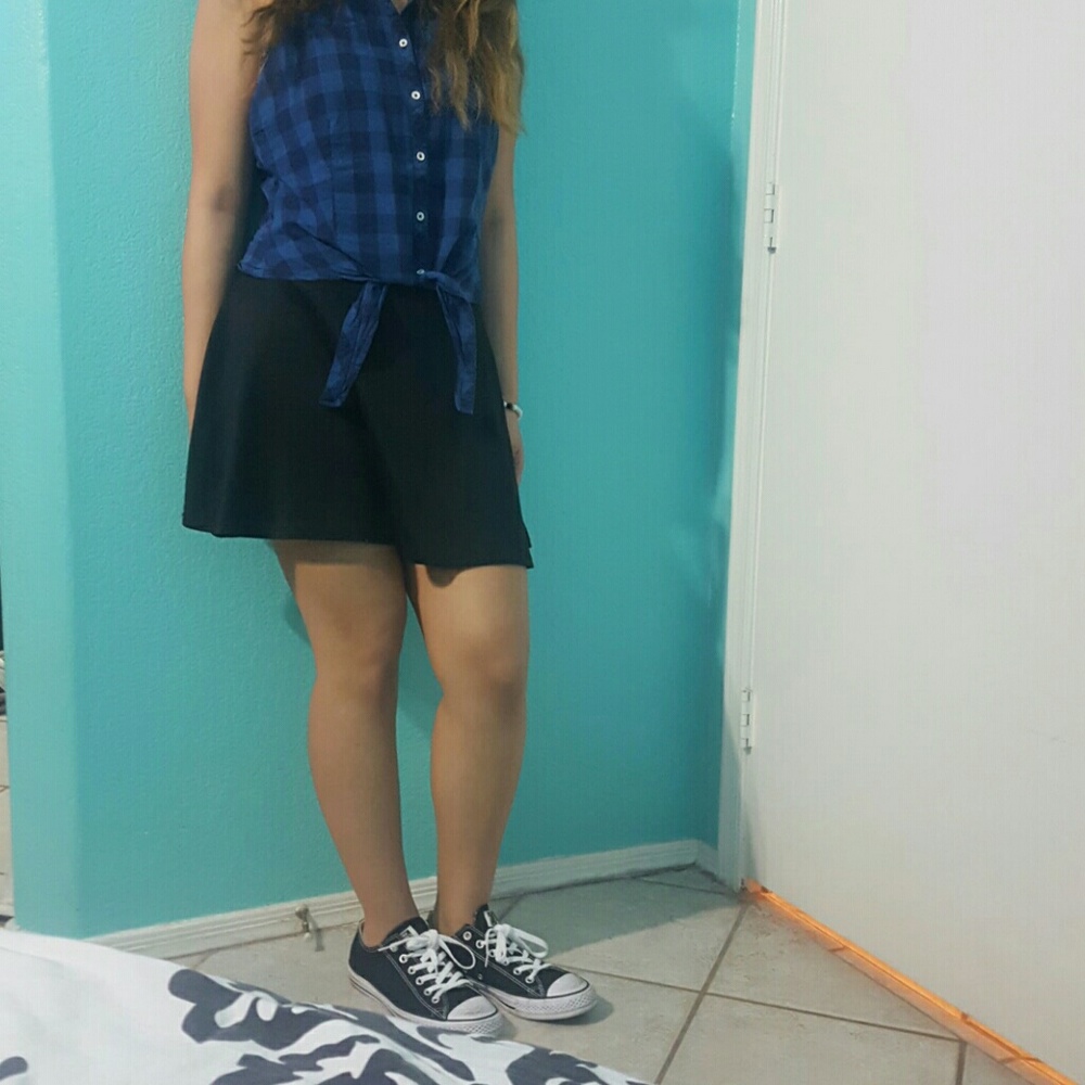 Blue Plaid Button Down Tank