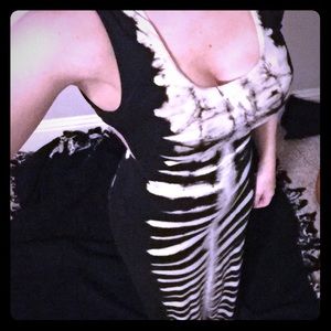 SKY maxi dress tie dye, black, blk leather cream