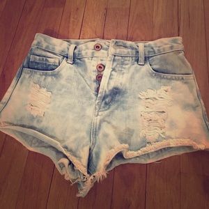 high waisted denim shorts
