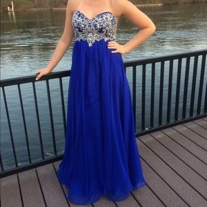 Strapless Blue Prom Dress