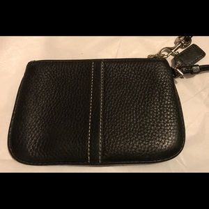 SALE COACH Black Leather wristlet w/ tan interior