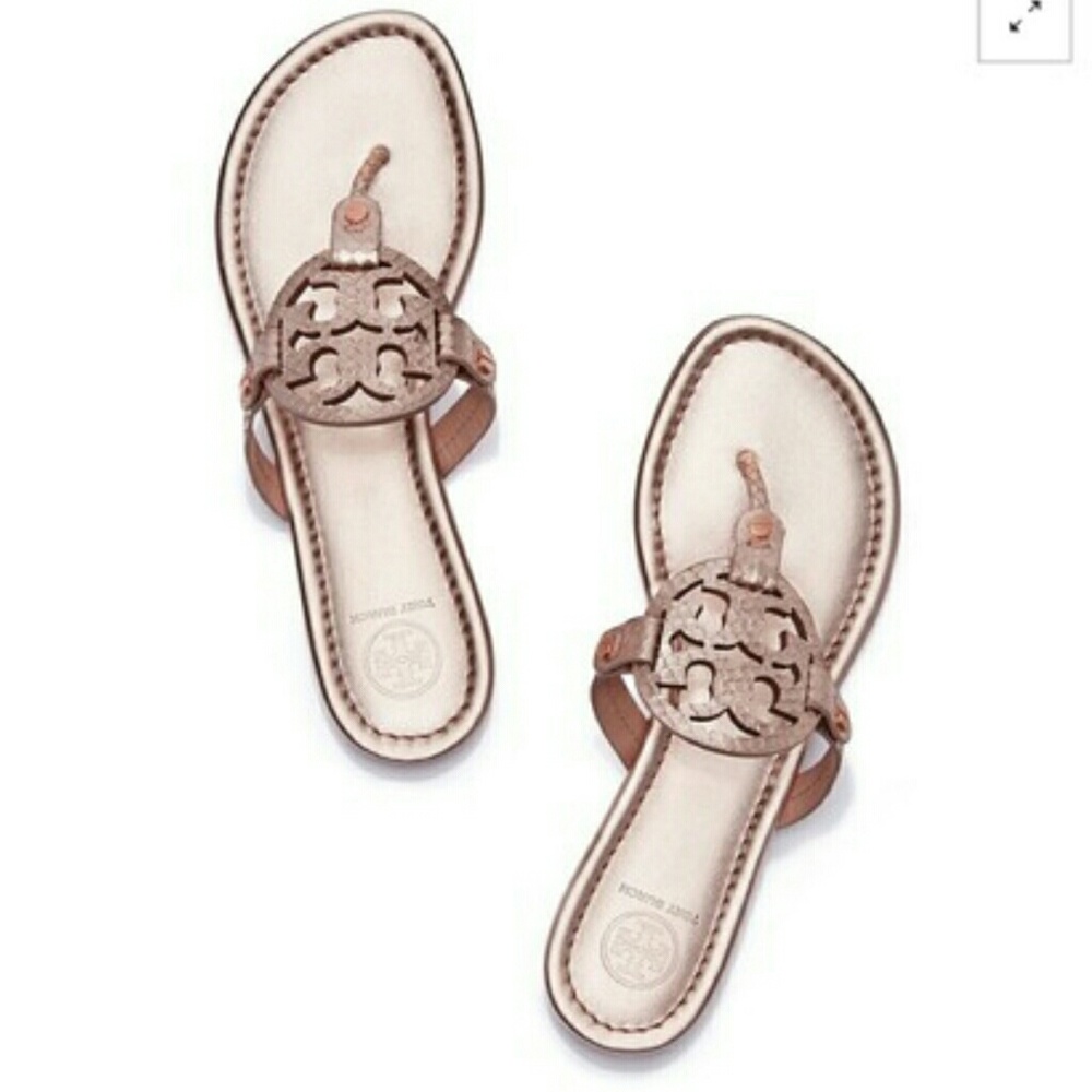 NIB Tory Burch Rose Gold Snakeskin Sandals (rare)
