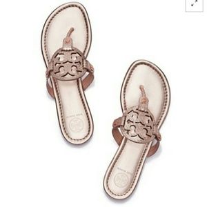 NIB Tory Burch Rose Gold Snakeskin Sandals (rare)