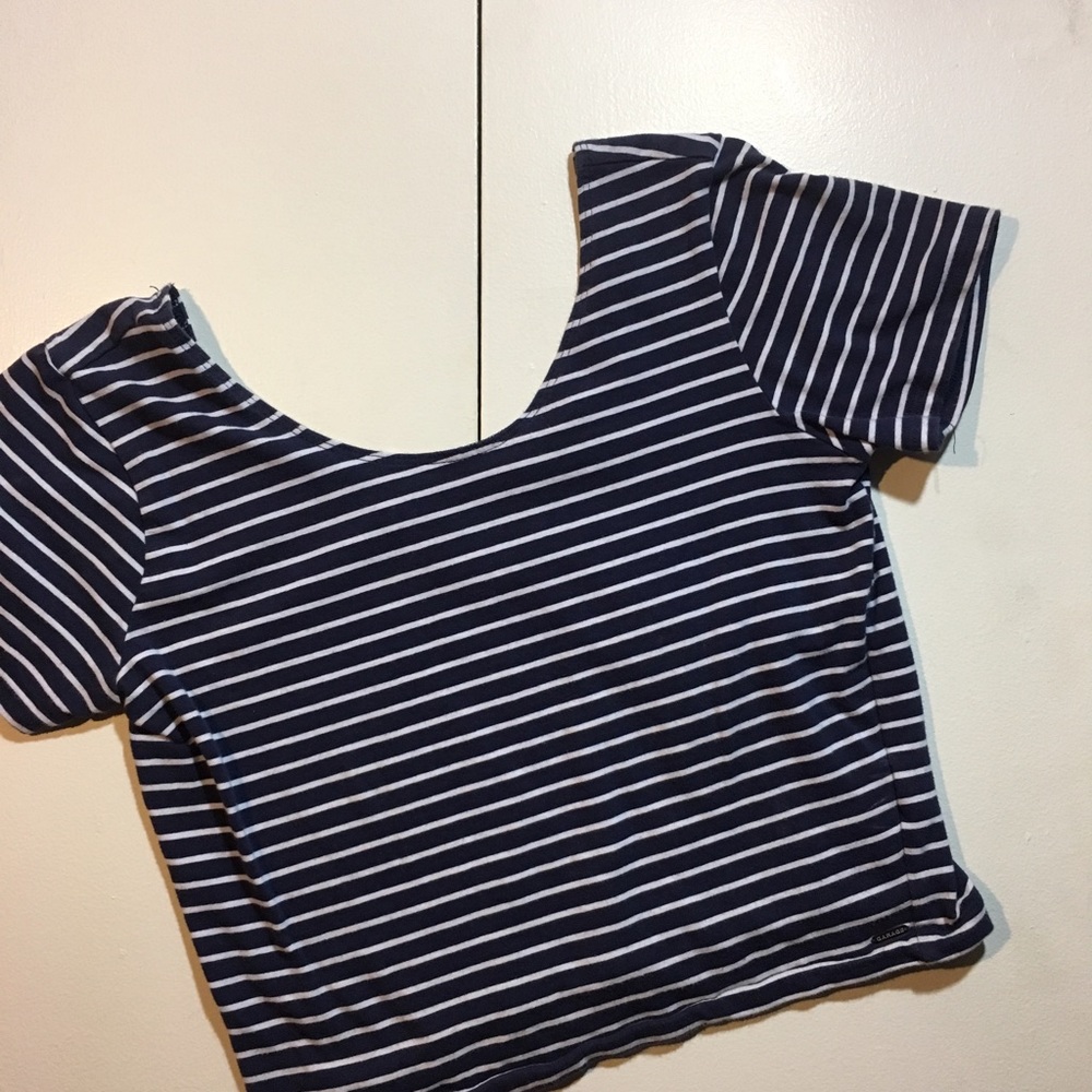 Striped Scoop Neck Crop Top