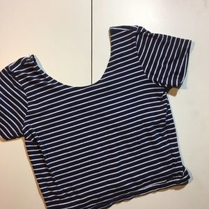 Striped Scoop Neck Crop Top