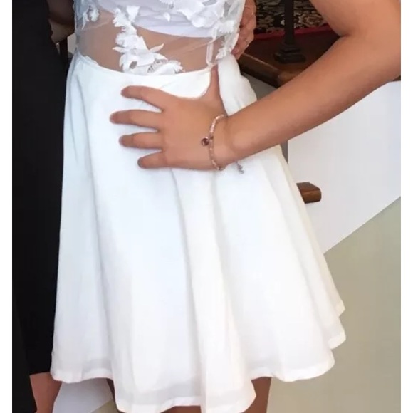 FORMAL HOMECOMING WHITE LACE SKATER DRESS - Picture 5 of 5