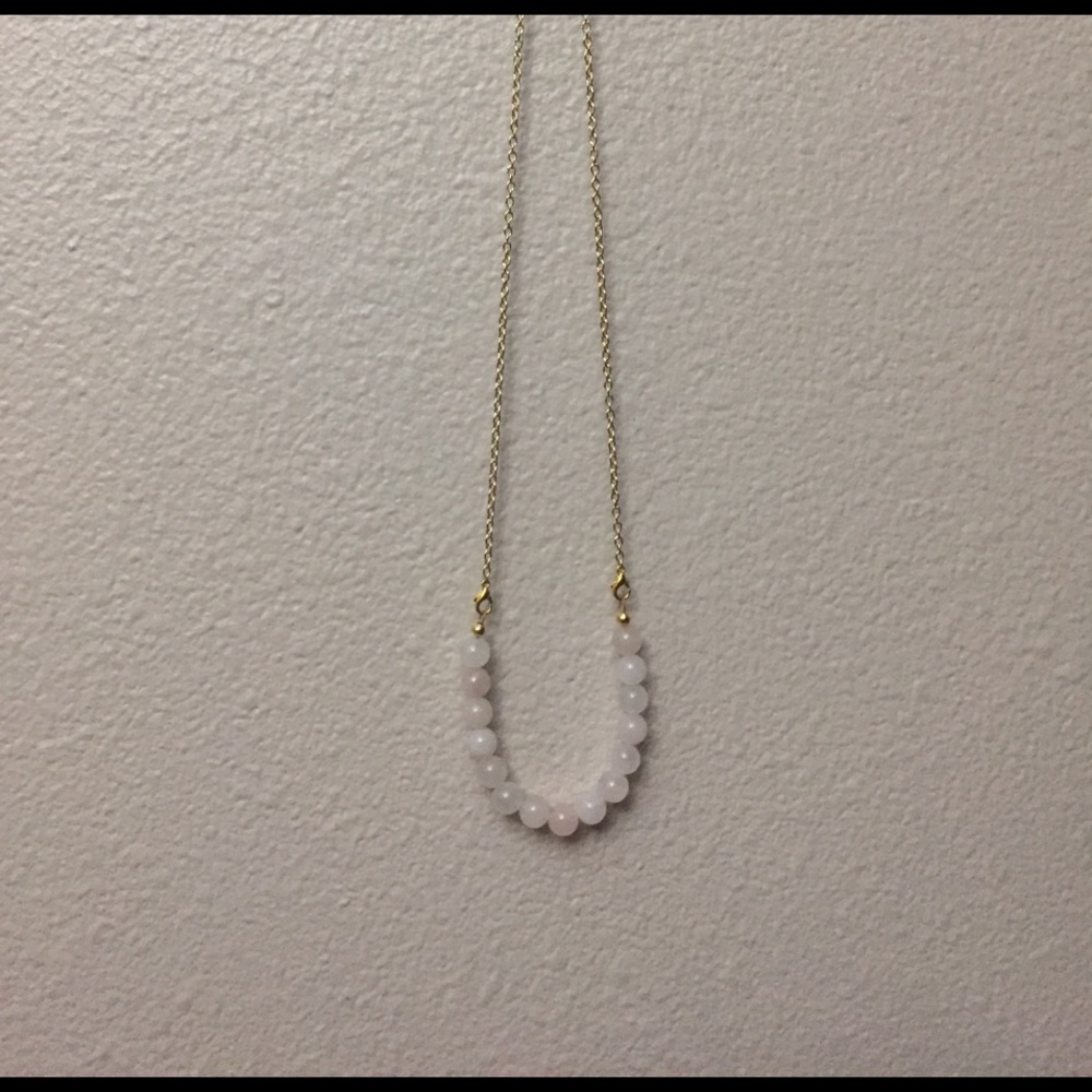 Handmade natural rose quartz necklace