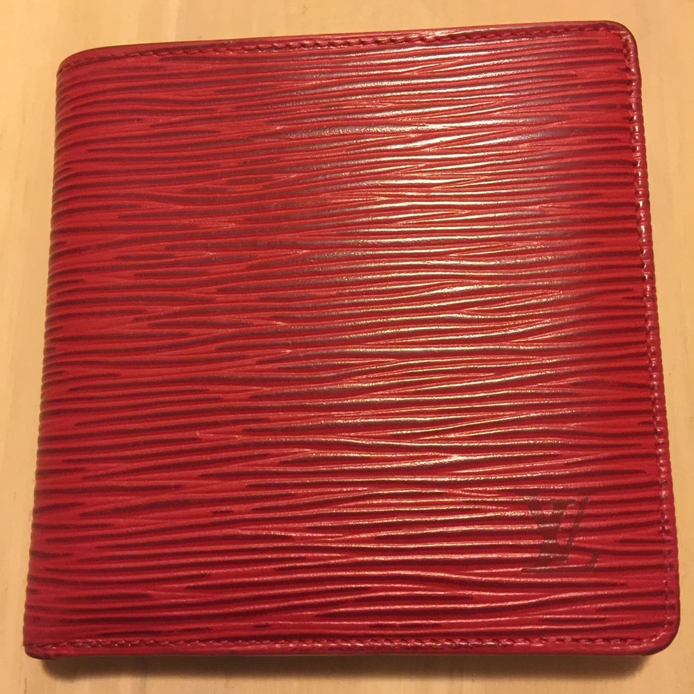 Louis Vuitton red Epi leather bifold wallet