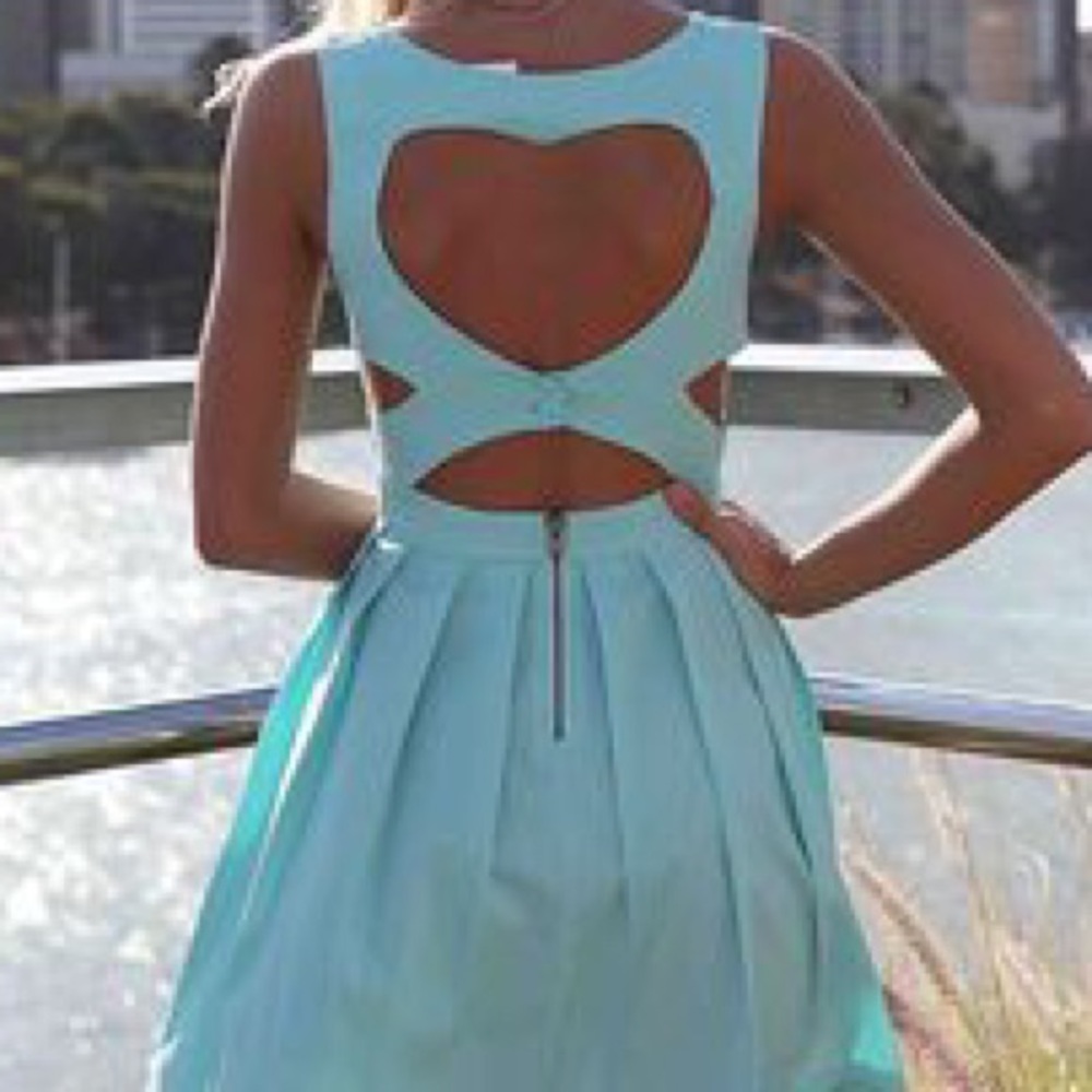 Heart Cutout Back Fit and Flare Dress - sz S