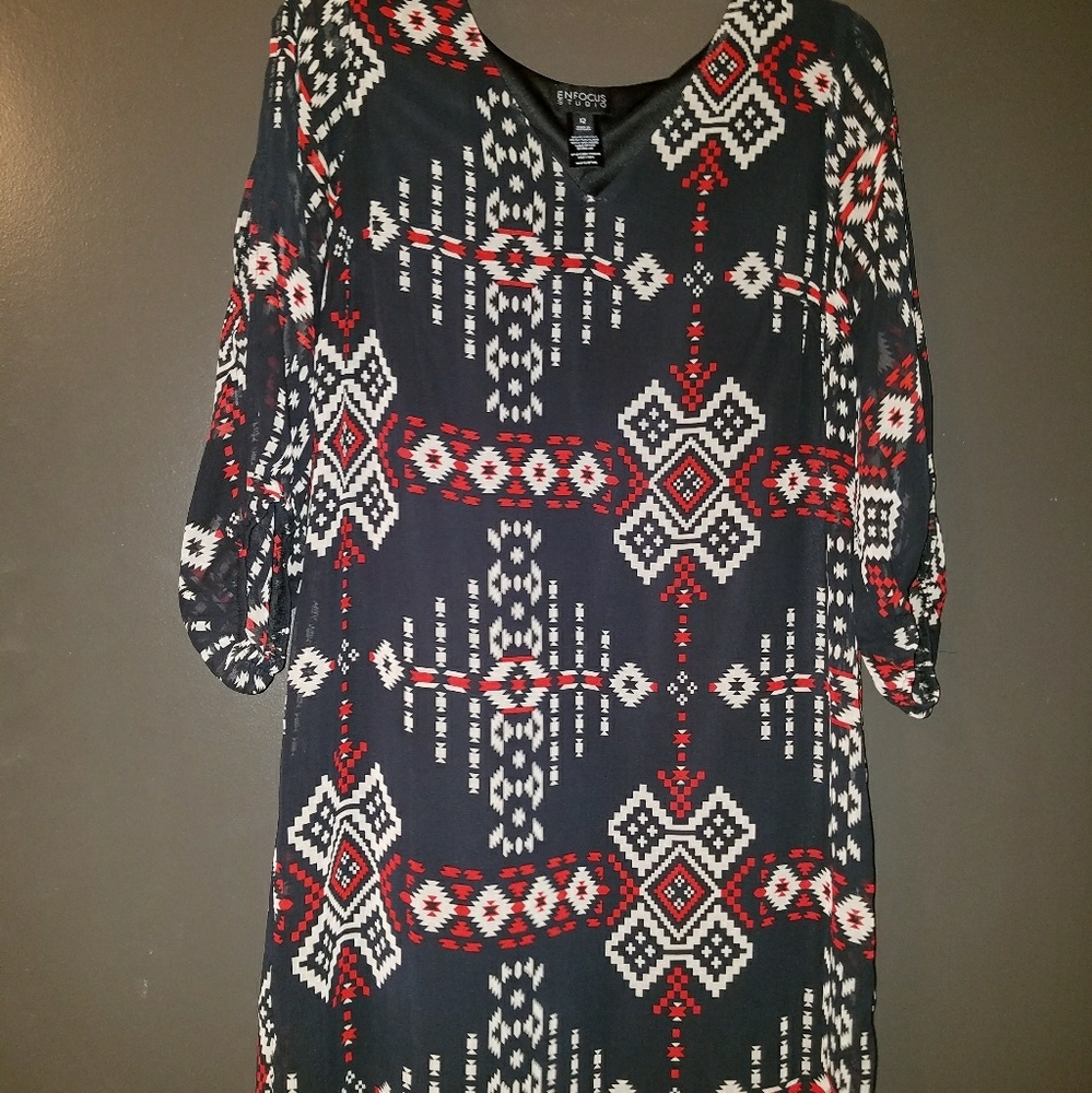 Southwest print lined mini dress