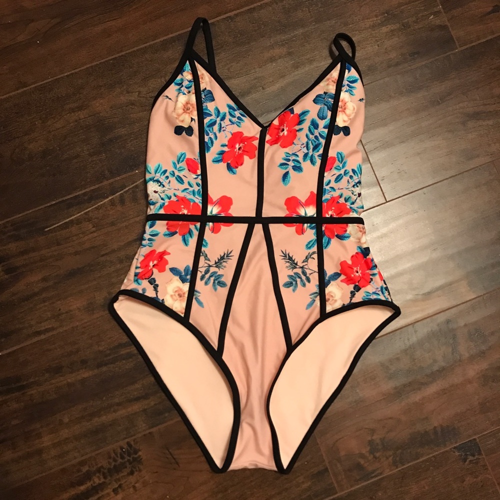 Pink Floral One Piece Swimsuit - L.A. Hearts