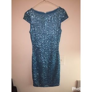 blue sequin dress