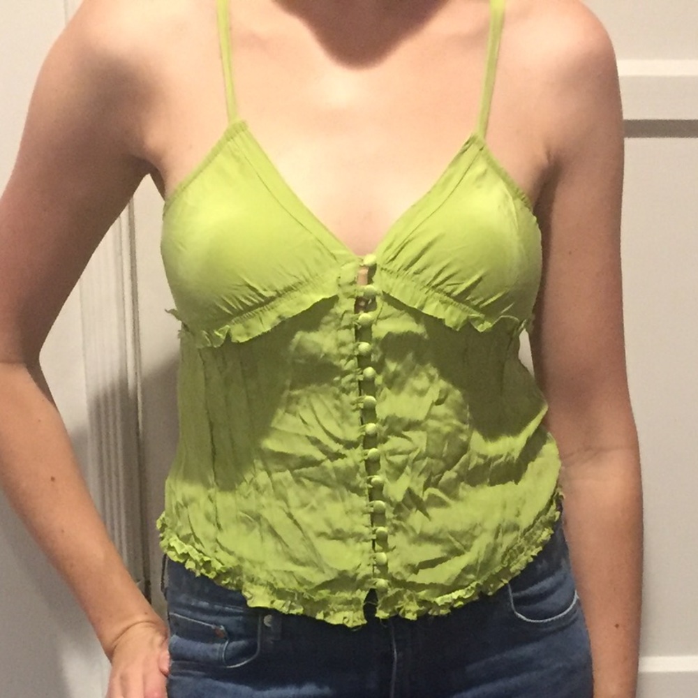 Green silk camisole