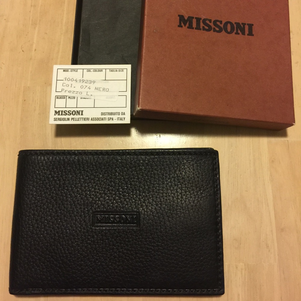 Vintage Missoni bifold black leather men's wallet